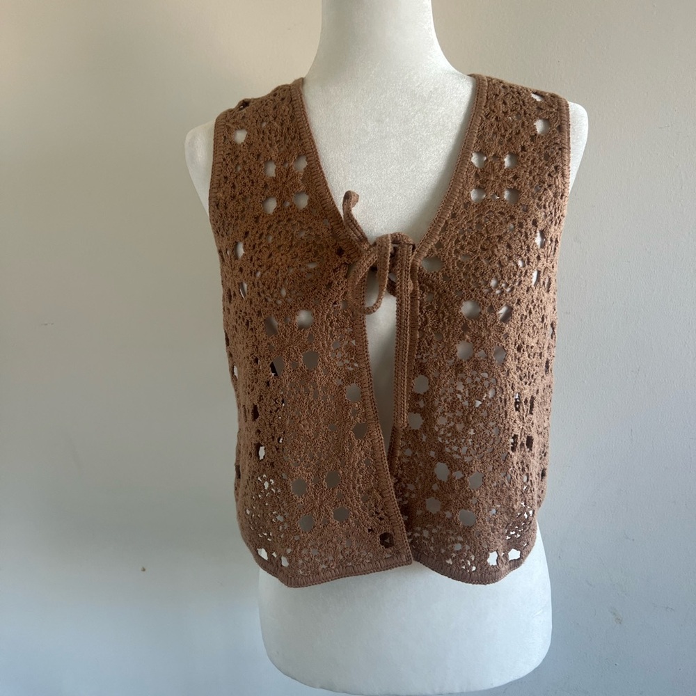 Zara Brown Crochet Vest